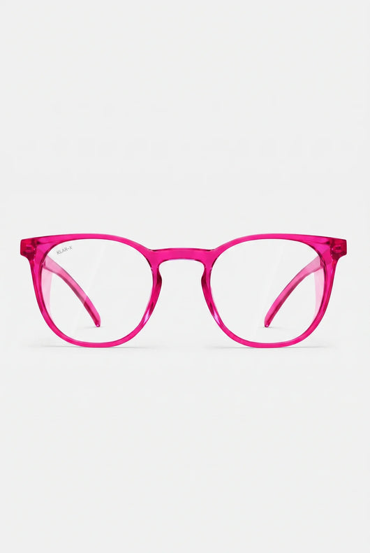 Opticalibr Halo protective glasses in Berry, front view